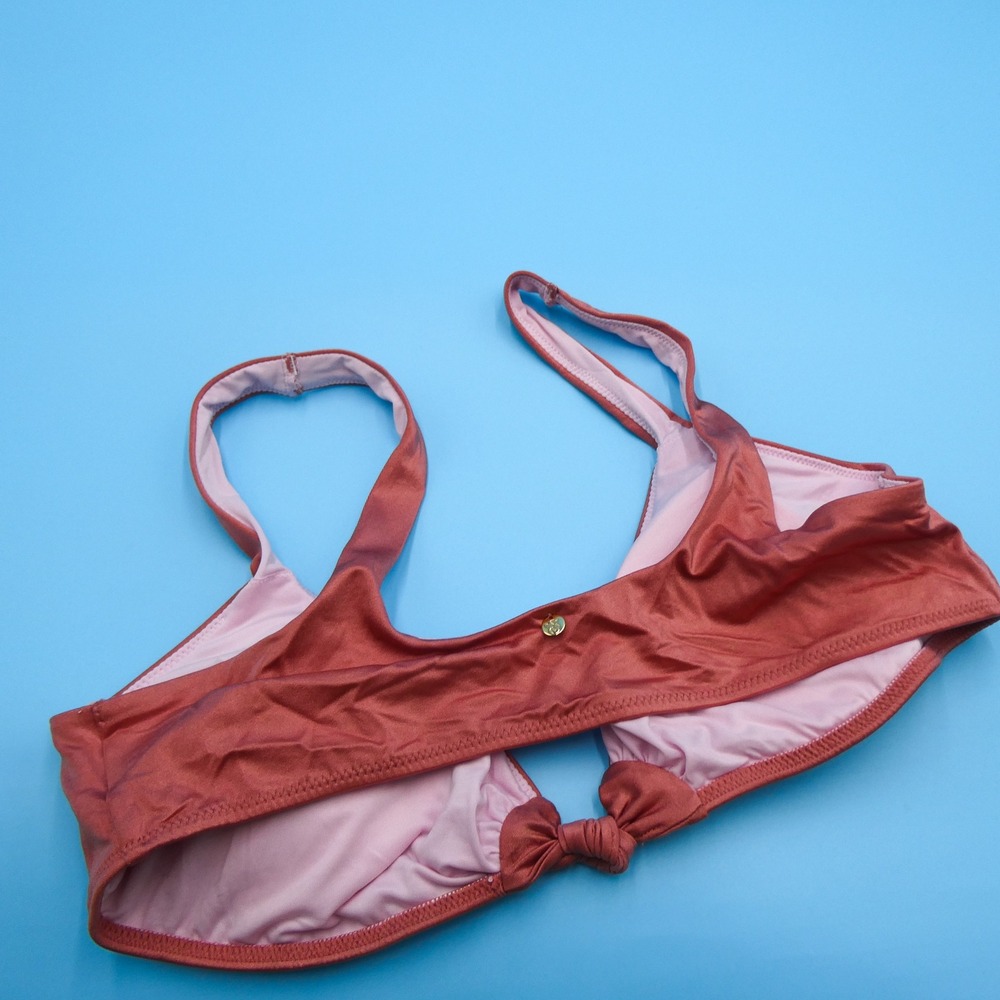Victoria's Secret Bikini Top Womens Large Front Knot Metallic Rust Polyester - Picture 5 of 8